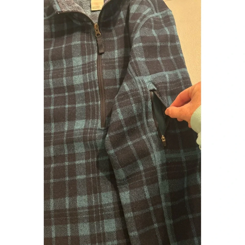 The North Face Gordon Lyons 1/4 Zip Pullover‎ Men's Sz M Blue Black Plaid